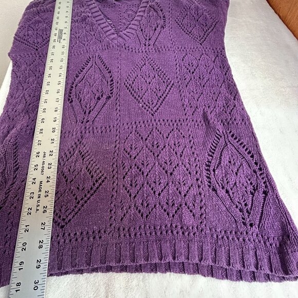S.W.A.K. Purple Iris Knit Sweater Women’s Large V-Neck Textured Pullover NWT - Picture 7 of 7